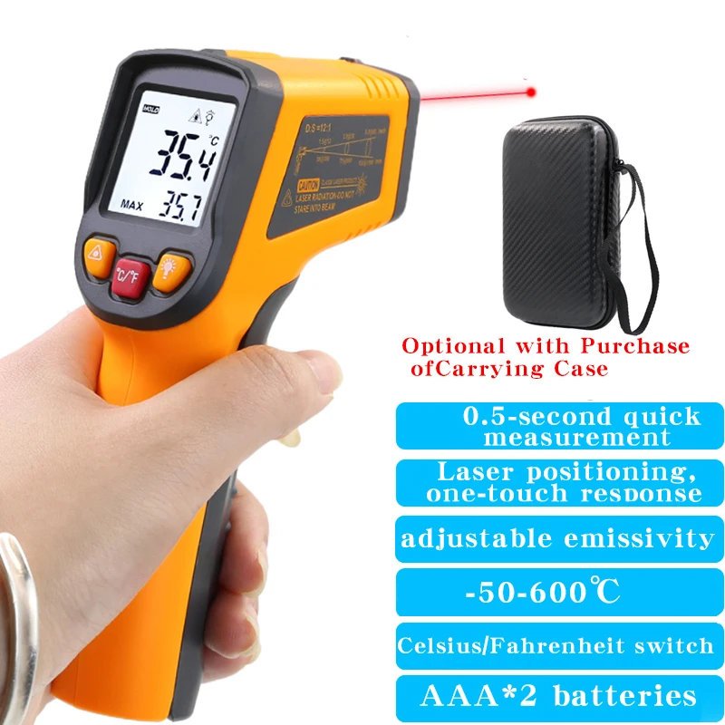 NJTY 적외선 온도계 산업용 고정밀 온도 총 전자 물 오일 온도 측정기 주방 베이킹