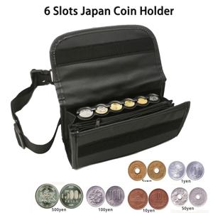 6칸 일본 한국 동전 홀더 PU 가죽 허리 가방 동전 디스펜서 정리함 계산원 운전사 웨이터 돈 안전 보관함