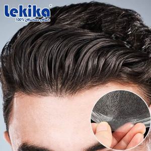 초박형 스킨 0.02mm 부분 가발 남성용 가발 레미 헤어 보철물 대체품 100% 인모 편안한 남성용 가발 6인치 가발