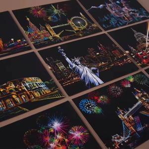 41 * 28cm 대형 랜드마크 건물 야경 스크래핑 페인팅 DIY 벽 앨범 장식