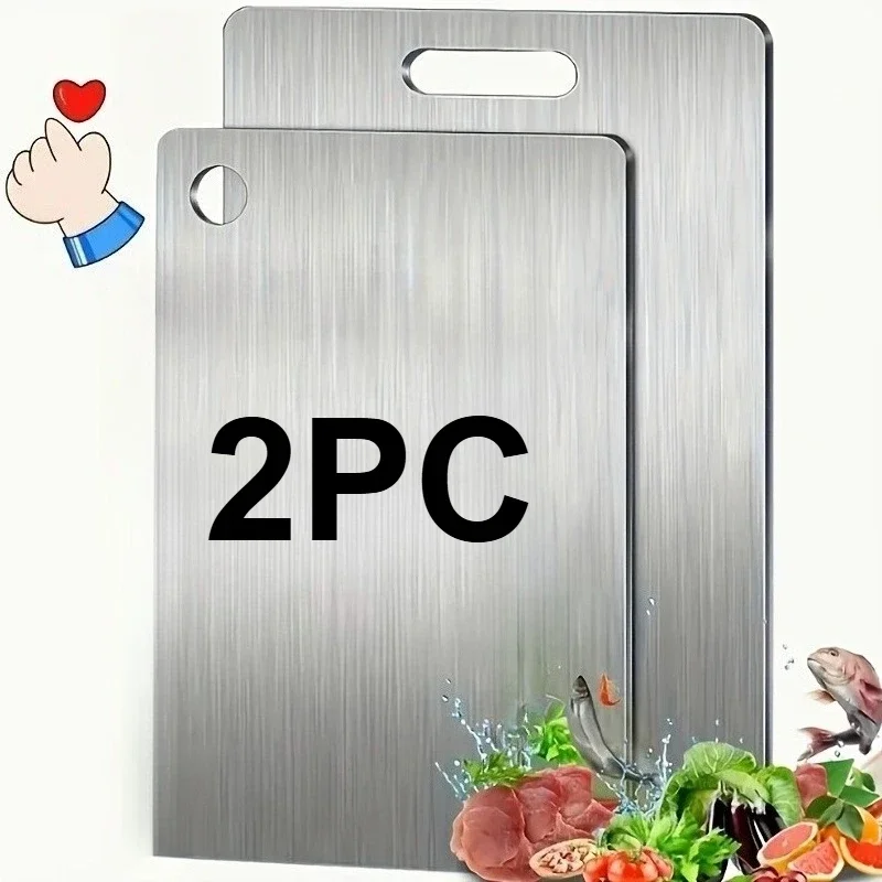 2개 스테인리스 스틸 도마 세트 - 고기 및 채소용 중량감 있는 미끄럼 방지 |   BPA 프리 및 녹 방지
