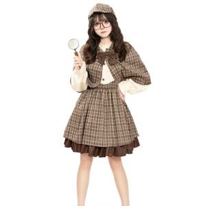 2025 여름 할로윈 코스프레 셜록 홈즈 탐정 부모-자녀 세트 무대 공연 의상 여성 패션 폴리에스터