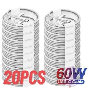20개 PD 60W 아이폰 16 15 Pro Max 아이패드 USB-C to USB C 고속 충전 케이블 (샤오미, 삼성, 구글, Honor 타입 C 케이블 1m)