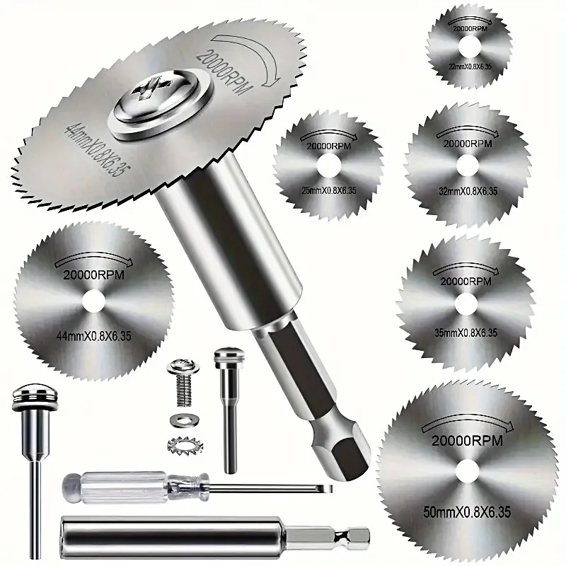 고속 강철 톱날 10개, 1/4인치 육각 샹크 그라인더용 범용, 금속/목재/플라스틱 절단 디스크, 내구성 있는 회전식 T