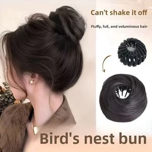 원형 고무줄 클립이 있는 매직 합성 헤어 번, 새 둥지 모양의 신축성 있는 헤어피스, 패셔너블한 가발 헤어 액세서리