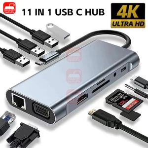 USB C 허브 4K 30Hz 타입 C to HDMI 호환 USB 3.0 어댑터 11 in 1 타입 C 허브 도크 PD 87W USB C 스플리터 맥북 프로 에어용