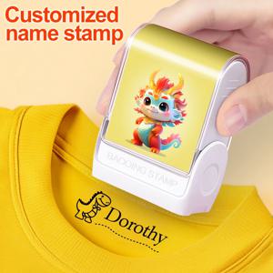맞춤형 만화 이름 스탬프 키트 - 아기 옷 및 학교 가방용 재사용 가능, 방수 잉크, 면/모달 원단에 안전