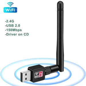 USB WiFi 150Mbps 어댑터 미니 2.4G 무선 네트워크 카드 802.11b/n/g/ac 네트워크 LAN 카드 Wifi 안테나 신호 수신기 PC용