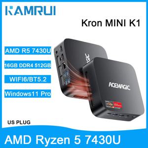 KAMRUI 미니 게이밍 PC AMD Ryzen 5 7430U 16GB DDR4 512GB M.2 SSD Wifi6 BT5.2 4K 트리플 디스플레이 미니 컴퓨터 (게이밍용) 미국 플러그
