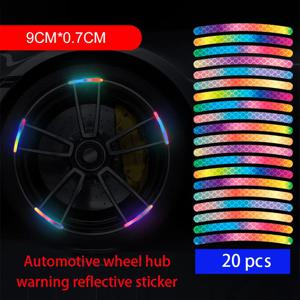 자동차 오토바이 자전거 휠 허브에 반사 안전 경고 스티커에 대한 경고 7 색 레이저 자동차 장식 액세서리 20PCS