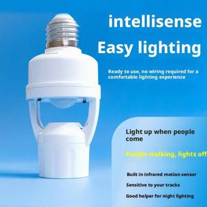 모션 센서 라이트 소켓 E26 나사 전구 어댑터 지하실 창고 차고용 자동 켜짐/꺼짐 야간 조명 제어 조정 가능