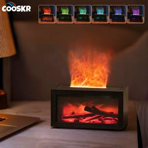 가습기 아로마 공기 가습기 불꽃 에센셜 오일 디퓨저 미니 가정용 가습기 아로마테라피 향기 디퓨저 LED 나이트 라이트 포함