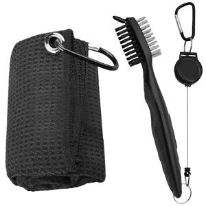 골프 클럽 브러시 및 타월 클리너 완전 세트, 듀얼 사이드 그루브 클리닝 브러시 및 퍼터 웨지 및 볼 관리용 스파이크 포함