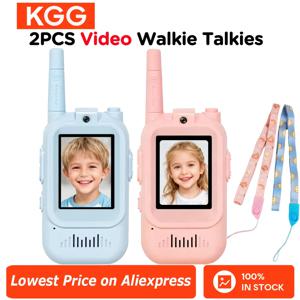2PCS 어린이 비디오 워키 토키 2인치 HD 화면 USB-C 충전식 원클릭 HD 통화 인터콤 어린이 소년 소녀 생일 선물