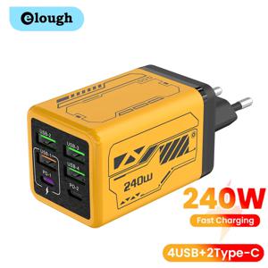 240W 6포트 4USB+2타입 C 초고속 충전 모바일 폰 충전기 USB3.0 PD3.0 EU/UK/US 충전기 아이폰 17 16 삼성 POCO용