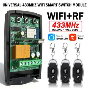 새로운 범용 Tuya 433MHz 433.92MHz 고정 롤링 코드 차고/게이트 원격 제어 수신기 2CH Wifi 스마트 스위치 모듈 릴레이