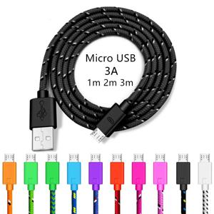 2.4A 마이크로 USB 케이블 나일론 땋은 0.5m/1m/2m/3m 삼성 갤럭시 화웨이 Xiaomi 안드로이드 전화에 대한 빠른 충전 데이터 동기화 코드