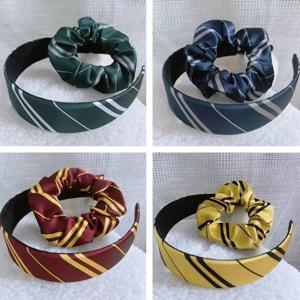 능 직물 모자를 쓰고 있죠 마법사 매직 머리띠 학교 슬리데린 스트라이프 헤드웨어 코스프레 헤어 로프 액세서리 Scrunchie 소품 할로윈