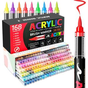 12-288 색상 아크릴 페인트 펜 마커 아크릴 펠트 브러시 끝 페인트 마커 암벽화용 캔버스 크리스마스 선물 DIY 공예