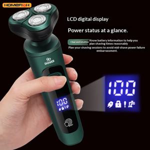 LCD 디스플레이가 장착된 스마트 전기 면도기 – 3D 플로팅 트리플 헤드 면도기, USB 충전식 및 방수 기능으로 수염 다듬기용