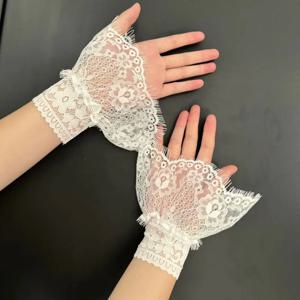 1쌍의 가짜 커프스 레이스 가짜 소매 여성용 가짜 장갑 다층 장식 DIY 액세서리 트렌디 의류 부품 가짜 커버