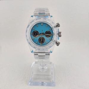VK63 시계 크로노그래프 신형 남성용 시계 개조 39.5mm 플라스틱 투명 케이스 시계줄 유리 거울면 고무밴드