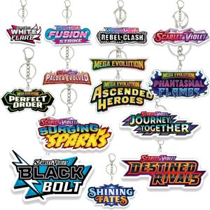 만화 애니메이션 PTCG 뉴 메가 에볼루션 시리즈 아크릴 키체인 펜던트 151 스칼렛&바이올렛 게임 컬렉션 카드 로고 가방 참