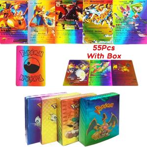 애니메이션 포켓몬 피카추 샤이니아즈라드 스페인어 다이아몬드 컬러풀 영어 레인보우 골드 블랙 트레이너 레어 배틀 컬렉션 카드