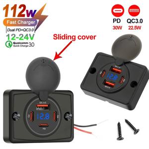 벽걸이형 충전기 어댑터, 2-4포트 USB 콘센트, QC 22.5W PD 30W 타입-C 급속 충전, QC3.0 패널, 버스, ATV, 트럭