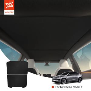 YZ 테슬라 모델 Y 주니퍼 2025-2026 선쉐이드 블랙 루프 그래핀 허니콤 선쉐이드 자동차 전면 후방 선루프 유리 스크린용