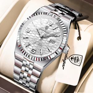 포에다가 캐주얼 탑 남성용 시계 방수 야광 날짜 표시 고급 남성 시계 스테인리스 스틸 쿼츠 패션 남성 시계 커플 선물