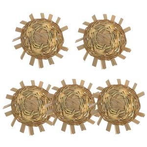 5Pcs 미니 밀짚 모자 밝은 노란색 짠 컨트리 스타일 인형 집 장식 공예 용품 DIY 애완 동물 파티를위한 작은 솜브레로 모자