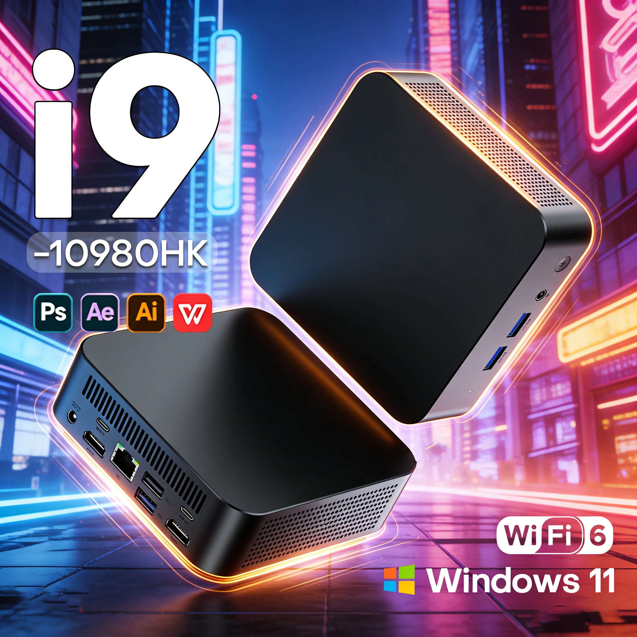 미니 게이밍 PC 윈도우 11 인텔 코어 i9 9900U 32GB 램 1TB SSD WIFI 6 BT5.2 4K HD 미니 게이밍 사무용/학습용 PC