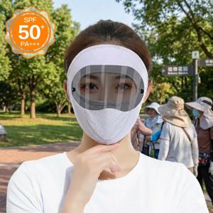 1PC풀 페이스 선스크린 마스크 UPF50+UV 보호 이중 렌즈 시원하고 통기성이 좋은 얇은 아이스 실크 마스크 야외용 안티 라이트 고글 마스크