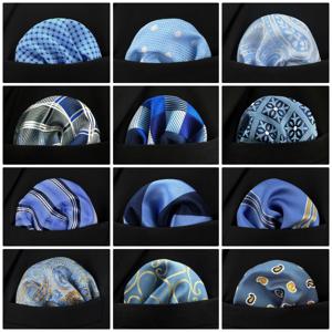 Azure 페이즐리 남성용 포켓 스퀘어 라이트 블루 패션 행키 신랑 패션 웨딩 손수건 32cm