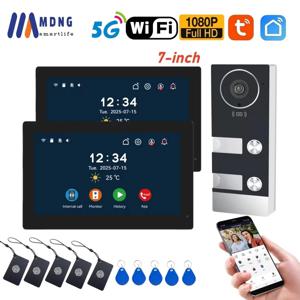 7인치 다가구용 와이파이 비디오 인터콤 시스템 비디오 도어폰 1080P 터치 모니터 무선 도어벨 2,3,4 가구 아파트용