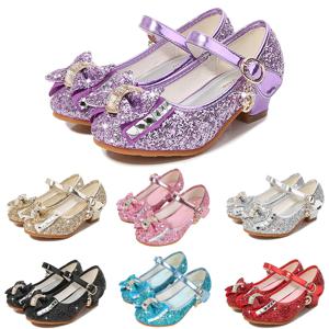 공주 파티 드레스업 하이힐 신발 소녀용 럭셔리 반짝이는 어린이 코스프레 가면 무도회 샌들 졸업식 신발