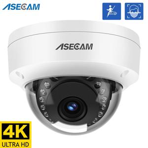 ASECAM 8MP 4K POE IP 카메라 IK10 방폭형 야외 얼굴 감지 H.265 Onvif 금속 돔 CCTV 보안 비디오 감시