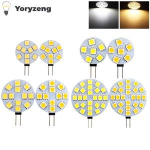 G4 LED 전구 DC 12V 5050 SMD 1.2W 2.4W 5W 120 도 바이 핀 콜드 웜 화이트 할로겐 교체 램프