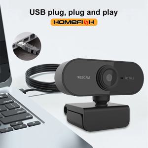 1080P 컴퓨터 고화질 카메라, 내장 마이크, 플러그 앤 플레이 USB 카메라 및 삼각대