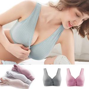 순수 코튼 간호 브래지어 여성 모유 수유 출산 속옷 여성 임신 플러스 사이즈 Bralette Gather Crop Top Women