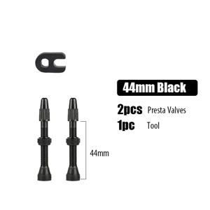2개 알루미늄 합금 자전거 튜브리스 프레스타 밸브 40mm~80mm 스템, MTB 로드 바이크 타이어용 밸브 코어 제거 도구 포함