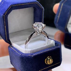 솔리테어 반지 진짜 925 스털링 실버 1ct Moissanite cz 약혼 웨딩 밴드 반지 여성을위한 신부 성명 파티 쥬얼리