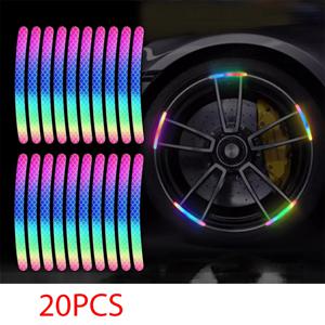 20PCS 자전거 바퀴 발광 스티커 반사 스티커 발광 형광 바퀴 장식 오토바이 자동차 야간 스티커