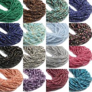 2 3 4mm면 처리 된 작은 구슬 천연 아쿠아 마린 청금석 전기석 자수정 스톤 비즈 쥬얼리 만들기 Diy 액세서리