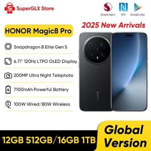 HONOR Magic8 Pro 글로벌 버전 5G AI 스마트폰 스냅드래곤 8 엘리트 Gen 5 6.71''120Hz OLED 스크린 200MP 카메라 100W 슈퍼차지