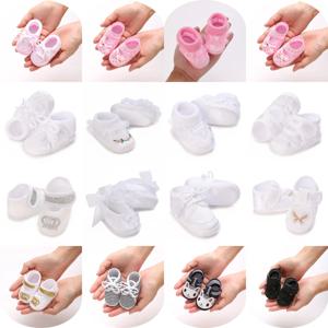 여러 스타일 신생아 첫 번째 침례 신발: 신생아 소년과 소녀 흰색 침례 신발 부드러운 단독 운동화 크기-9CM-10CM