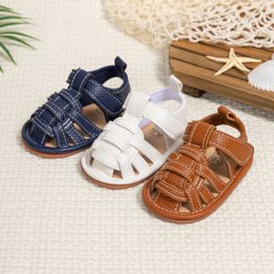 여름 레트로 남여 베이비 비치 샌들 랩 발가락 통기성 미끄럼 방지 내마모성 땋은 샌들 아기 유아 신발