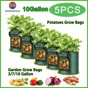 SPONDWILD 5개입 7갤런 재배 가방 PE 채소 재배 가방 DIY 패브릭 재배 화분 야외 정원용 식물 가방