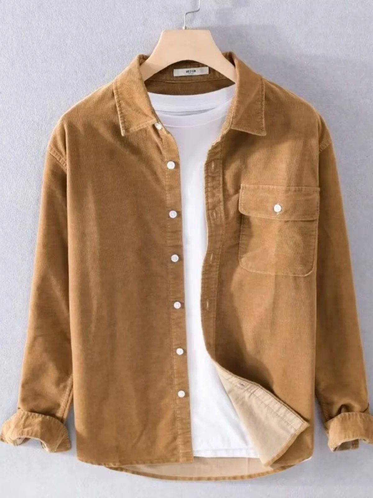 남성용 긴팔 코듀로이 셔츠 순면 캐주얼 루즈핏 아우터웨어 풀 코튼 셔츠 고급 코듀로이 탑